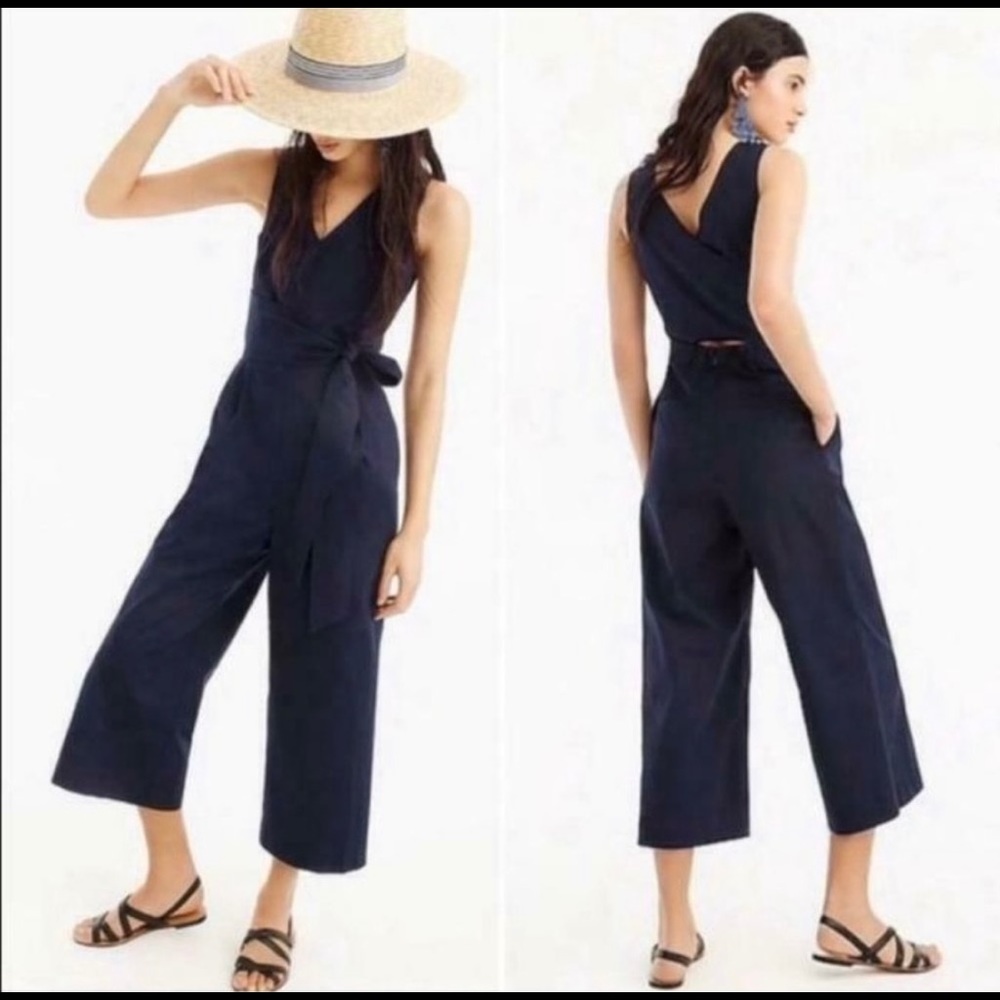 JCREW NWT navy crepe wrap-tie jumpsuit